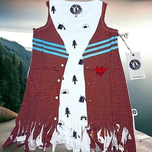 NWT Mini Shatsu Cotton Cabincore Camp Fringe Love Dress Toddler Size 3